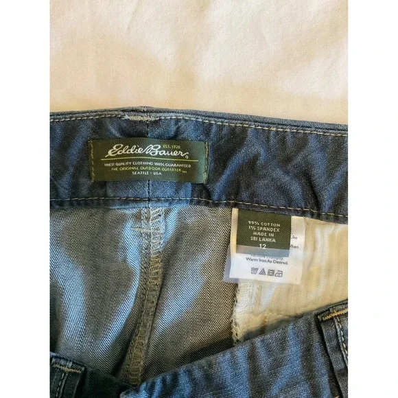 Eddie Bauer Women 12 Blue Denim Capri Pants Stretch Cropped Mid Rise WPL 9647 - Picture 6 of 7